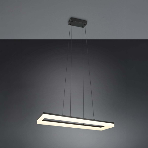 LED Pendelleuchte, Schwarz, Rechteckig, Höhe anpassbar, 70 cm x 20 cm