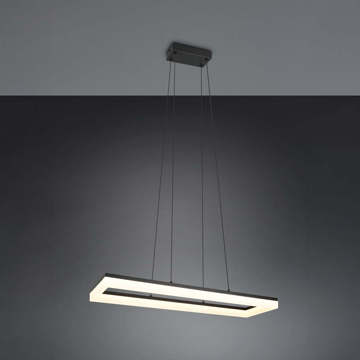 LED Pendelleuchte, Schwarz, Rechteckig, Höhe anpassbar, 70 cm x 20 cm
