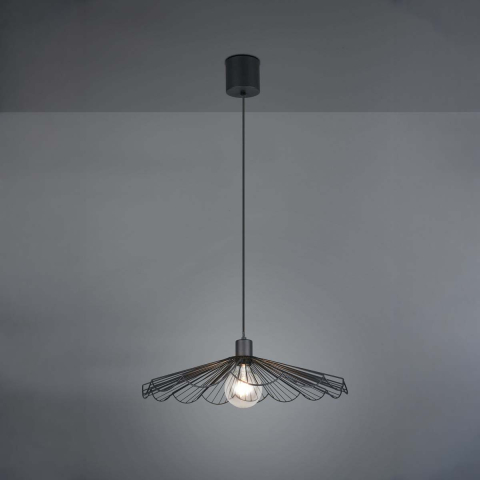 Pendelleuchte, Schwarz, Dekorativ, Höhe anpassbar, 50 cm Ø