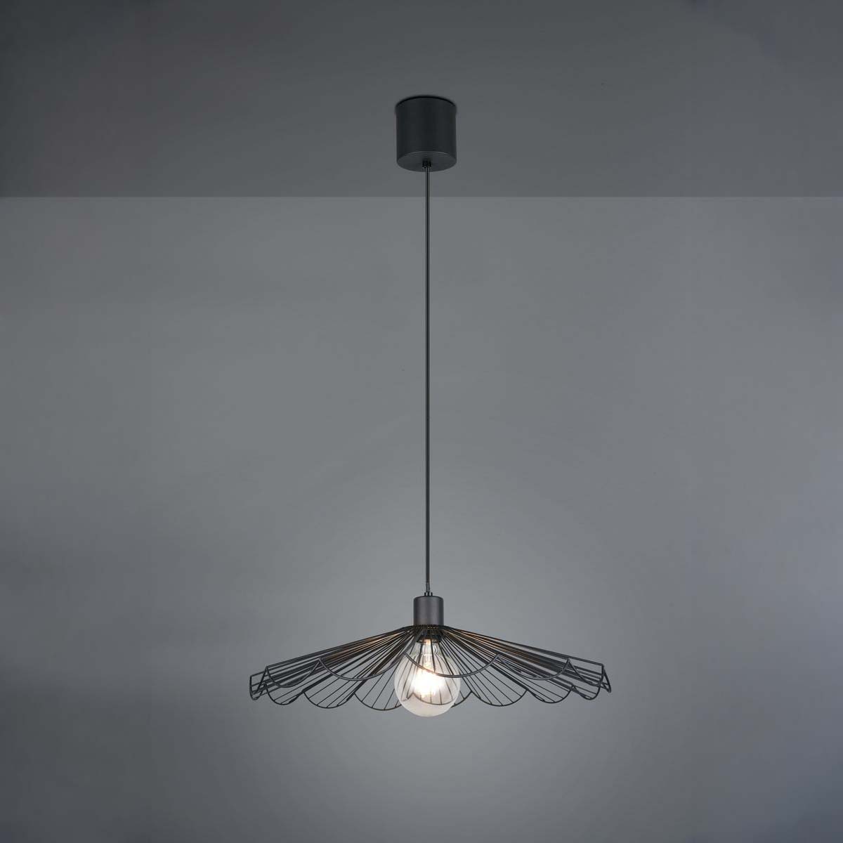 Pendelleuchte, Schwarz, Dekorativ, Höhe anpassbar, 50 cm Ø
