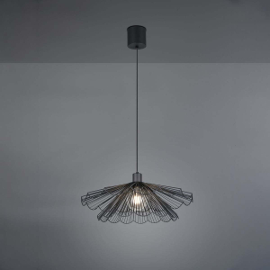 Pendelleuchte, Schwarz, Fächer, Höhe anpassbar, 50 cm Ø