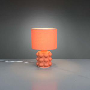 Tischleuchte, Apricot, Stoff, Keramik, Schalter, 30 cm Höhe