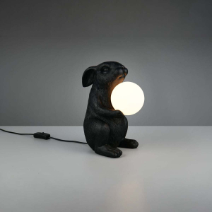 Tischleuchte, Hase, Schwarz, Schnurschalter, 28 cm Höhe