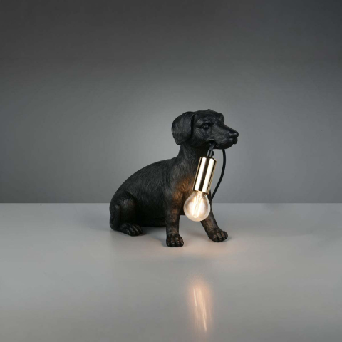 Tischleuchte, Hund, Schwarz, Schnurschalter, 24 cm Höhe