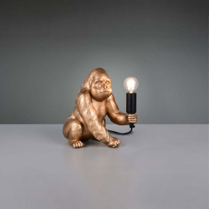 Tischleuchte, Gold, Affe, Schalter, 23 cm Höhe