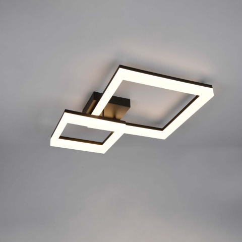 LED Deckenleuchte, Schwarz, Quadrate, 62 cm x 47 cm