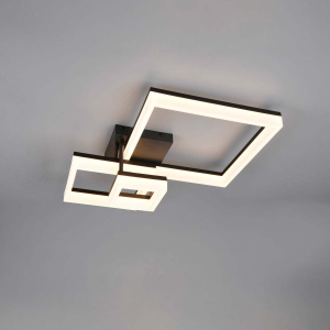 LED Deckenleuchte, Schwarz, Quadratisch, 65 cm x 47