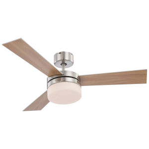 Deckenleuchte mit Ventilator, Nickel, Rund, Metall, Fernbedienung, Ø 105 cm, LED geeignet, IP20, Stromsparend. Frei Haus