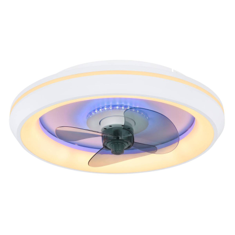 LED Deckenleuchte, Ventilator, Weiss, Rauchfarbe, Metall, Kunststoff, 3280 Lumen, Dimmbar, Nachtlicht, Timer, Memory, Fernbedienung, Frei Haus
