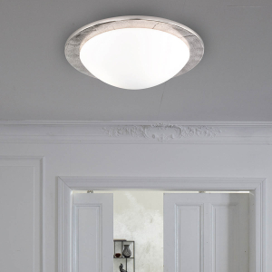 Schlafzimmerbeleuchtung Deckenleuchte, Rund, Glänzend, Weiss, Zierblende, 38 cm Durchmesser, Wohnzimmer Deckenlicht, Flurleuchte, Cafébeleuchtung, Wartezimmer Deckenleuchte, Praxis Deckenleuchte