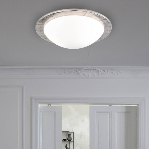 Schlafzimmerbeleuchtung Deckenleuchte, Rund, Glänzend, Weiss, Zierblende, 38 cm Durchmesser, Wohnzimmer Deckenlicht, Flurleuchte, Cafébeleuchtung, Wartezimmer Deckenleuchte, Praxis Deckenleuchte