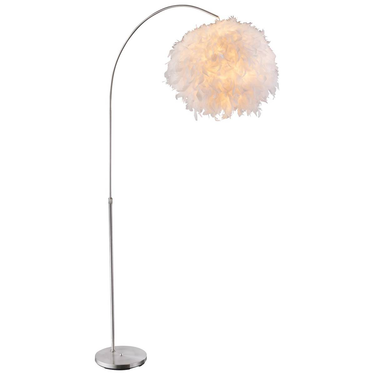 Lampadaire, nickel, courbé, métal, E27, hauteur 196 cm