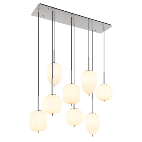 Pendelleuchte, Nickel, Kugelform, 6 Strahler, 120 cm Höhe