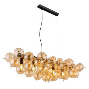 Pendelleuchte, Kugelform, Schwarz, Metall, 120 cm Höhe