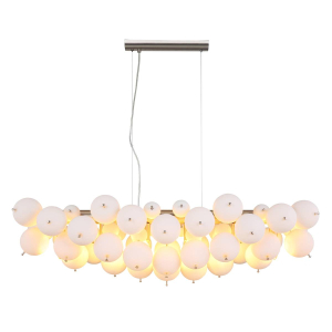 Pendelleuchte, Nickel, Gewölbt, 6 Strahler, 120 cm Höhe