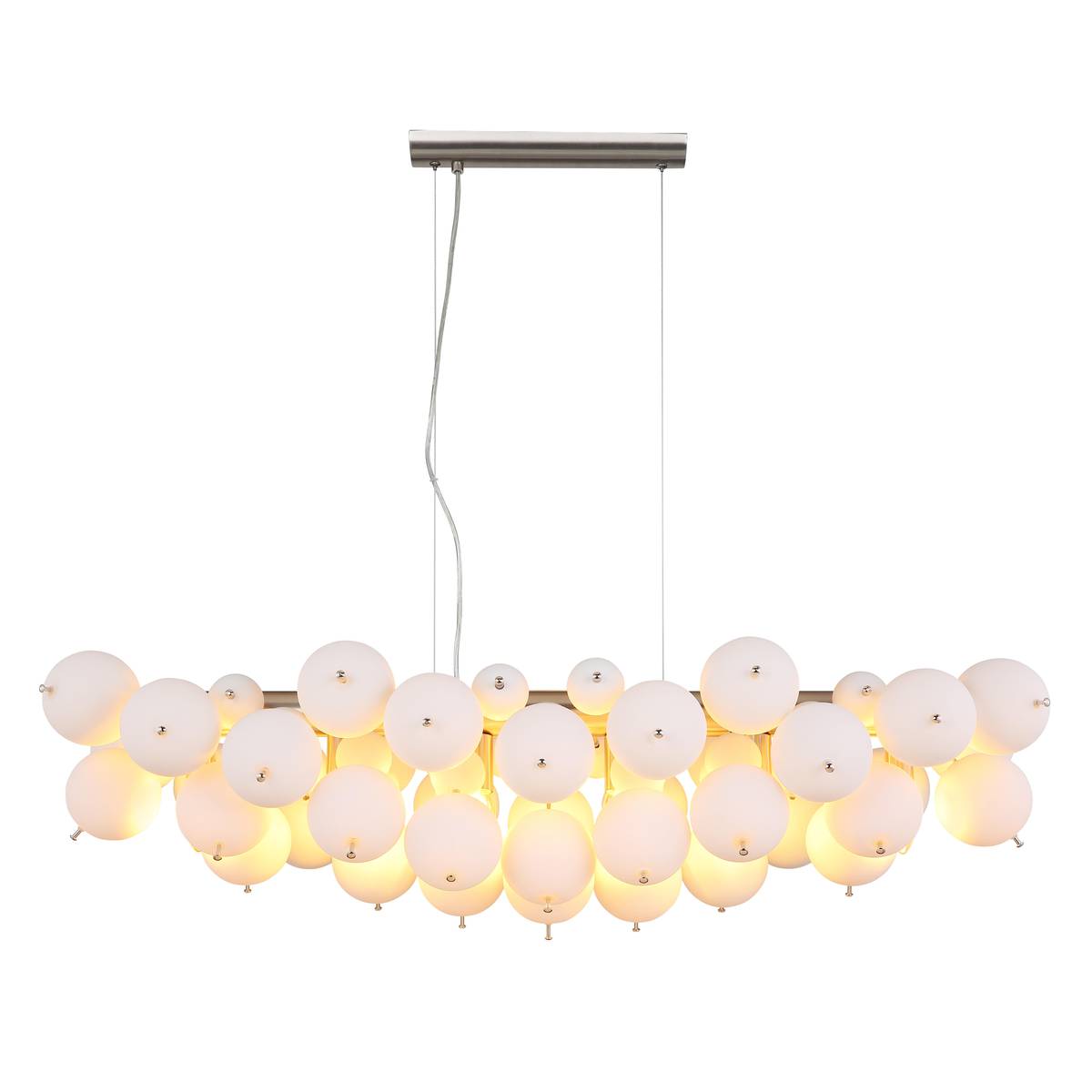 Pendelleuchte, Nickel, Gewölbt, 6 Strahler, 120 cm Höhe