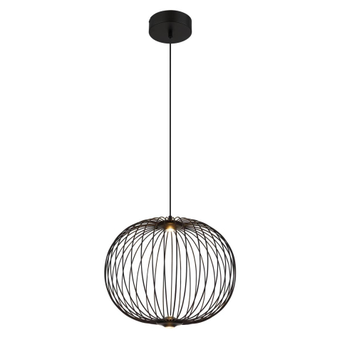 LED Pendelleuchte, Schwarz, Rund, Metall, 719 Lumen, 3000 Kelvin, 15 Watt, Stromsparend, Lieferung frei Haus.