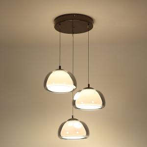 LED Pendelleuchte, Metall, Glas, Schwarz, Rauchfarbe, CCT, Dimmer, Fernbedienung, 50 cm Ø