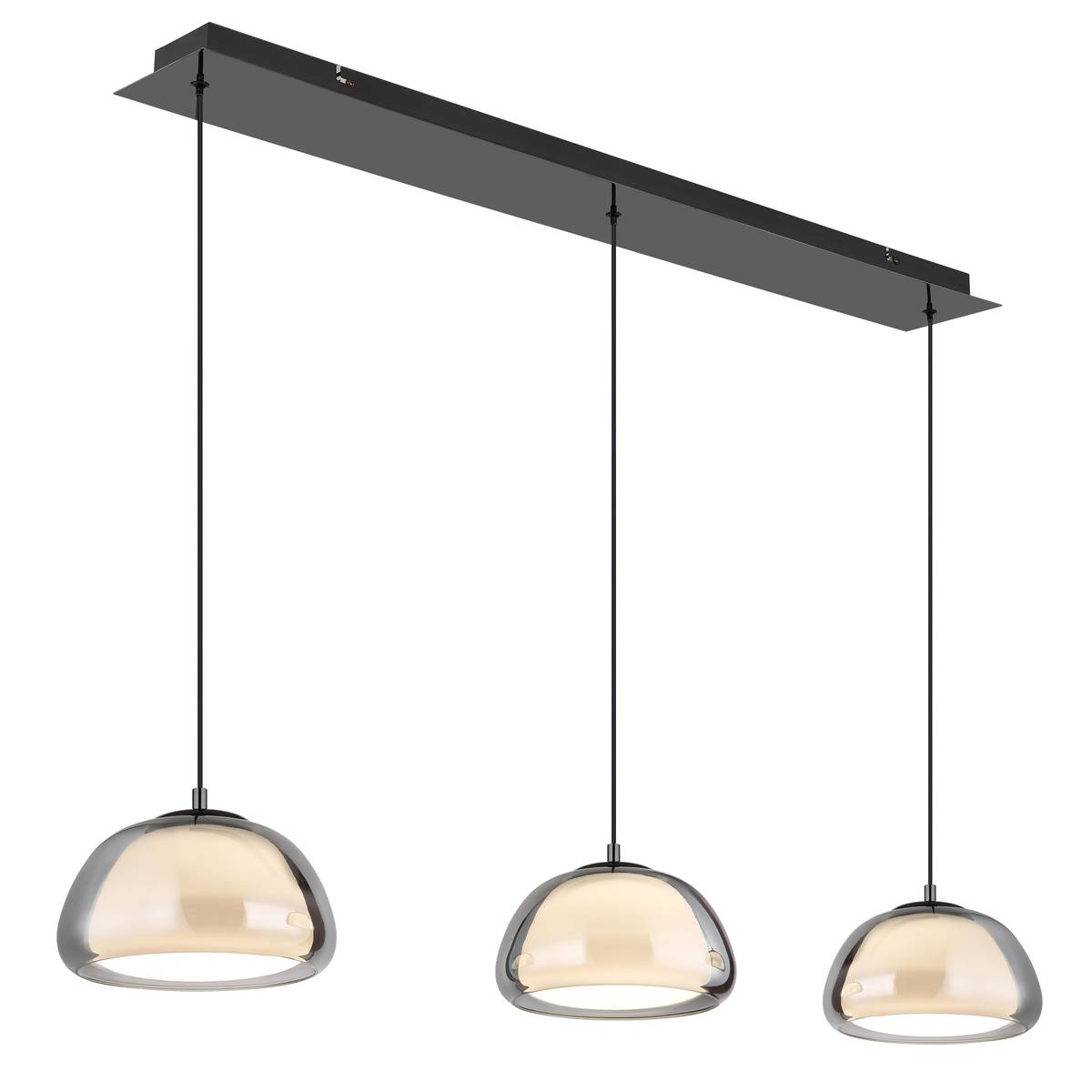 LED Pendelleuchte, Rauchfarbe, Opal, Schwarz-Chrom, Länglich, Rechteckig, Glockenförmig, Dimmbar, 2700 Lumen, CCT, Memory, Frei Haus