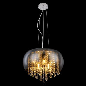 Pendelleuchte, Chrom, Metall, Glaskristalle, 120 cm Höhe