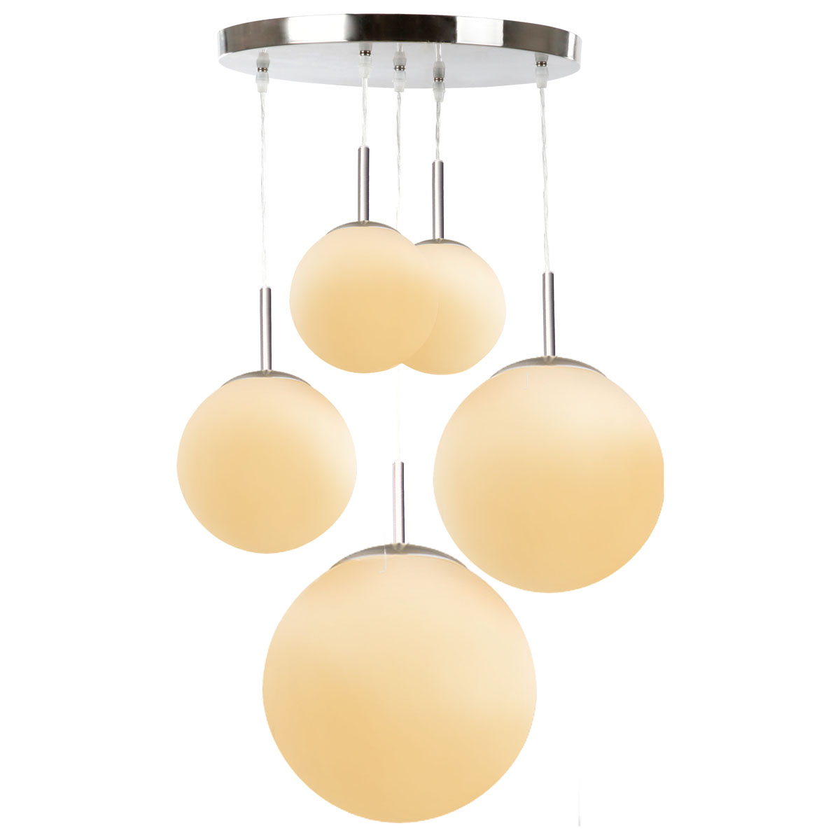 Pendelleuchte, Kugelförmig, Nickel, Metall, 2 Brennstellen, 50 cm Ø, 90 cm Höhe, LED geeignet, IP20, E27 Fassung, Esszimmerleuchte.