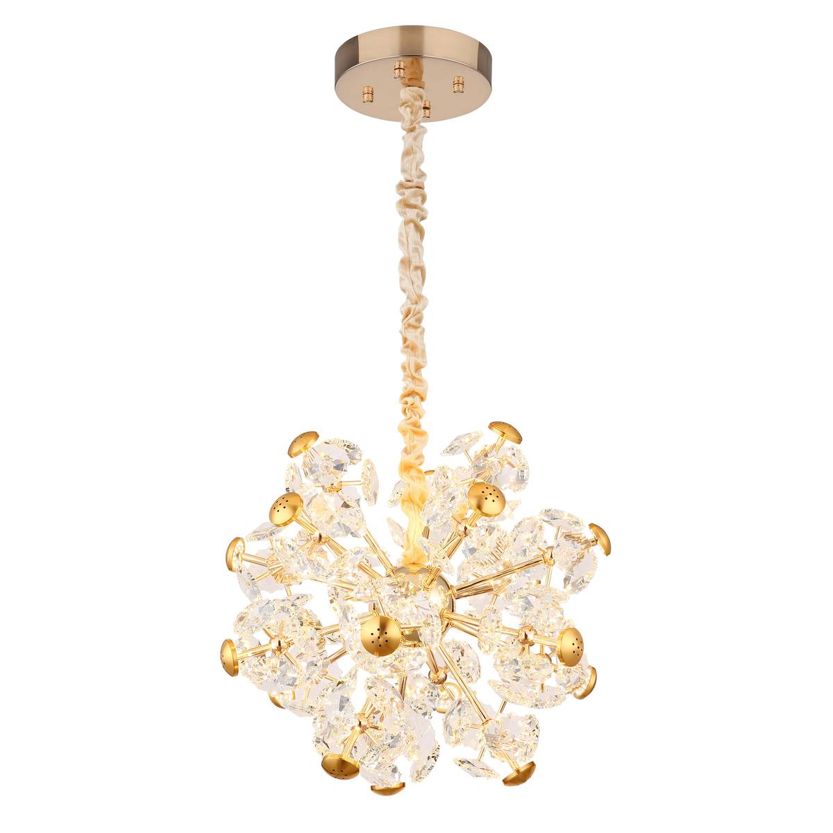 LED Pendelleuchte, Gold, Kugelförmig, Metall, 50 cm Ø, 4800 Lumen, 3000 K, 125 cm hoch, 52 Watt, IP20, Langlebig.