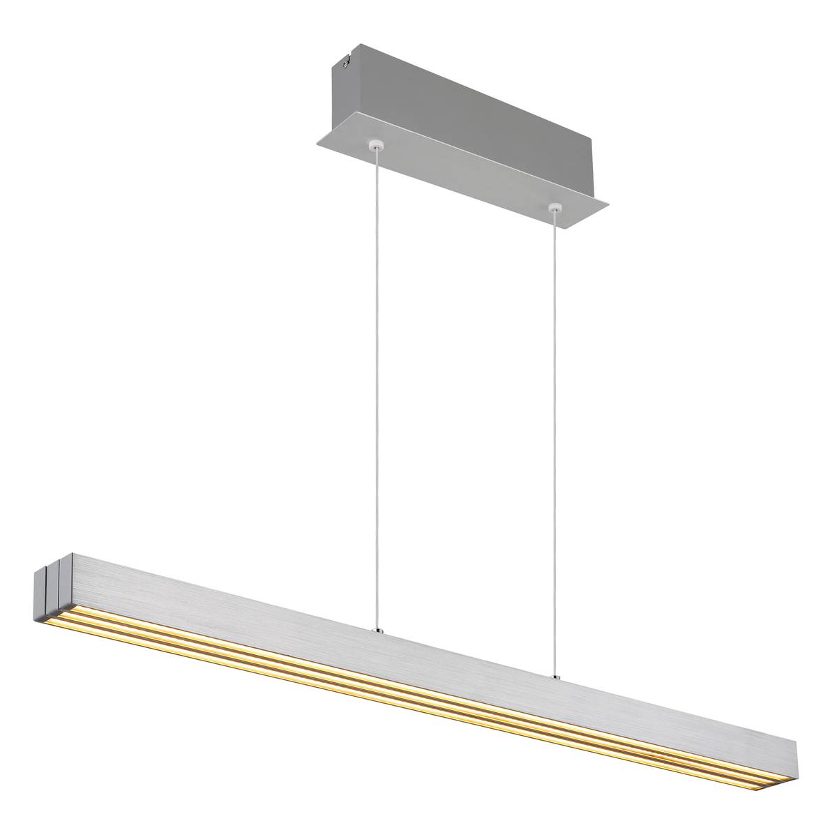 LED Pendelleuchte, Aluminium Opal, Längliche Form, CCT Memory, dimmbar, 2800 Lumen, Länge 150 cm, Höhe 150 cm, 2700-6000 K, IP20