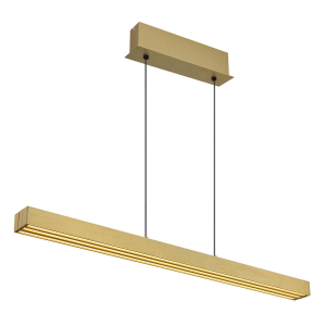 LED Pendelleuchte, Messing, Aluminium, Opal, Längliche Form, CCT Memory, dimmbar, 2800 Lumen, Länge 150 cm, Höhe 150 cm, 2700-6000 K, IP20