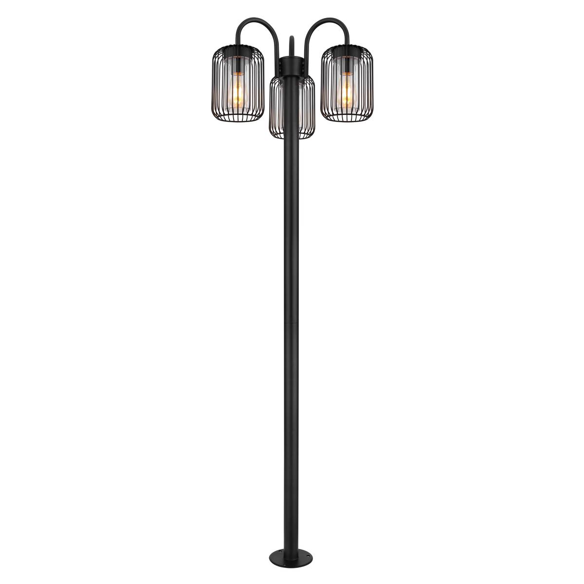 Außen Stehleuchten, Edelstahl, Kunststoff, Schwarz, Klar, IP44, 180 cm Höhe