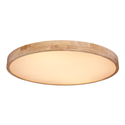 LED Deckenleuchte, Metall, Holzoptik, CCT, Dimmer, Fernbedienung, 80 cm Ø
