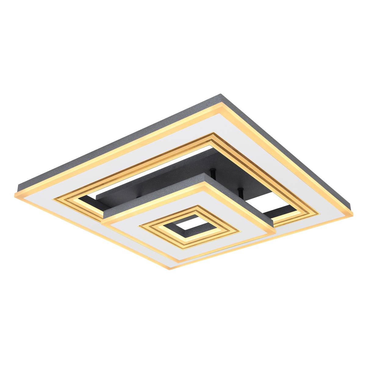 LED Deckenleuchte, Metall, Opal, Schwarz, Weiss, CCT, Dimmer, Fernbedienung, 50 cm x 50 cm