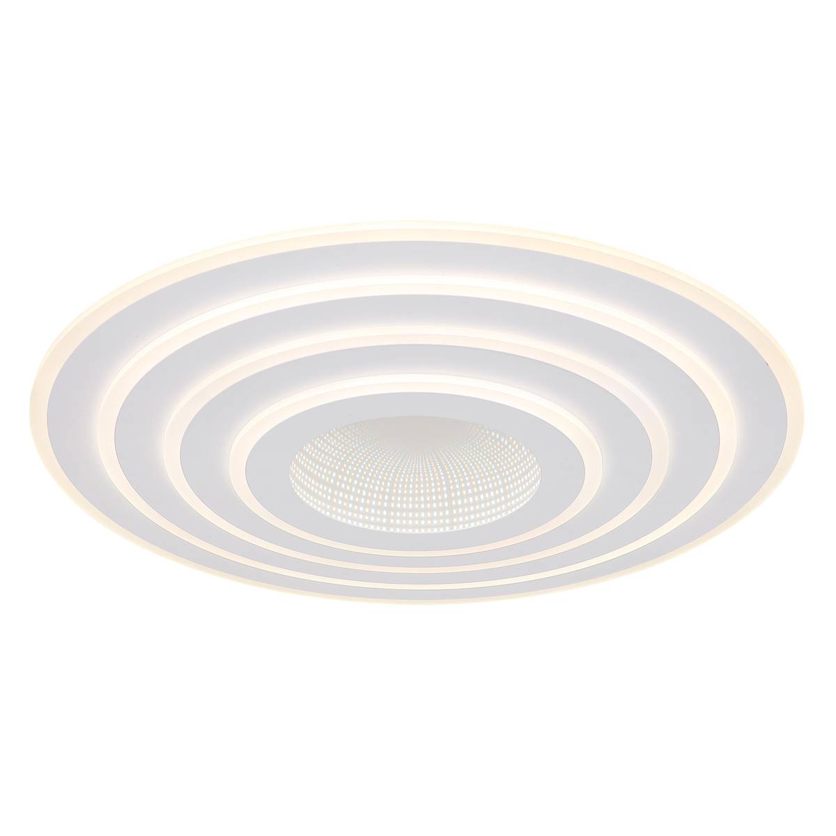 LED Deckenleuchte, Chrom, Weiss, Opal, Rund, Smart Light, Dimmbar, 4200 Lumen, CCT, Nachtlicht, Memory, Fernbedienung. IP20. 70 cm