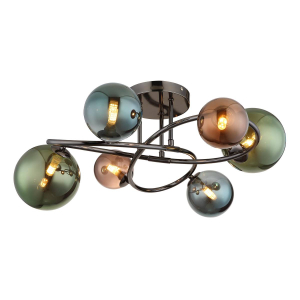 Plafonnier, LED, métal, verre, vert, bronze, gris, 65 cm de diamètre