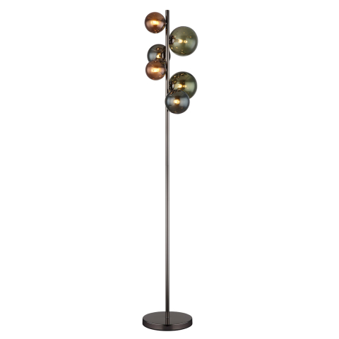 Stehleuchte, LED, Metall, Glas, Grau, Grün, Petrol, Bronze, 155 cm Höhe