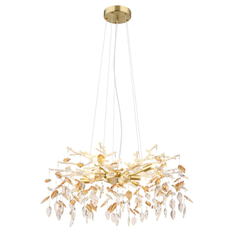Pendelleuchte, Luster, Kronleuchter, Metall, Glaskristalle, Gold, 61 cm Ø
