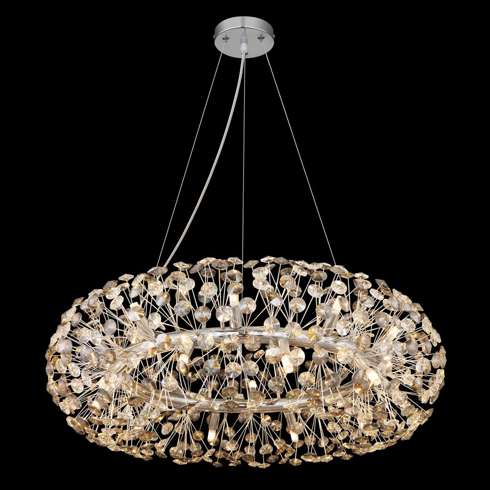 Pendelleuchte, Luster, Kronleuchter, Chrom, Metall, 20-flammig, 80 cm Ø