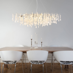 Pendelleuchte, Kronleuchter, Metall, Glaskristalle, 150 cm x 60 cm