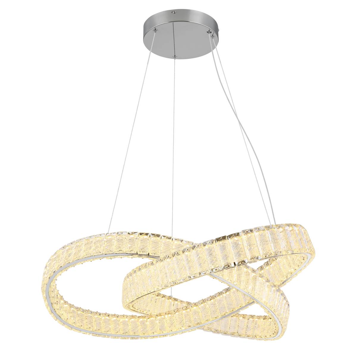 LED Pendelleuchte, Nachtlicht, Dimmbar, Chrom, Ø 78 cm, 120 cm Höhe