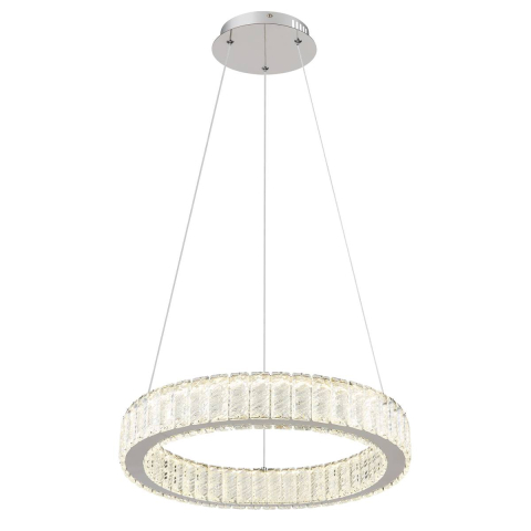 LED Pendelleuchte, Chrom, Memoryfunktion, Klar, Metall, K5 Kristalle, Stromsparend, Höhenverstellbar, Dimmbar, CCT, Fernbedienung, Frei Haus