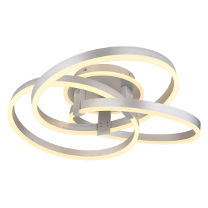 Plafonnier LED, gris, aluminium, intensité variable, veilleuse, mémoire, 60 cm Ø