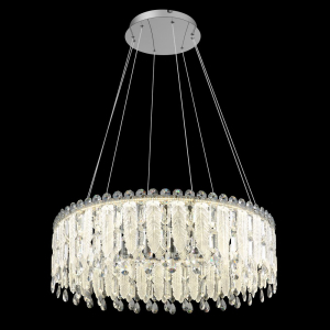 LED Pendelleuchte, Chrom, Metall, CCT, Kristalle, Memoryfunktion, Nachtlicht, Dimmbar, Fernbedienung, 6333 Lumen, Stromsparend, Frei Haus.