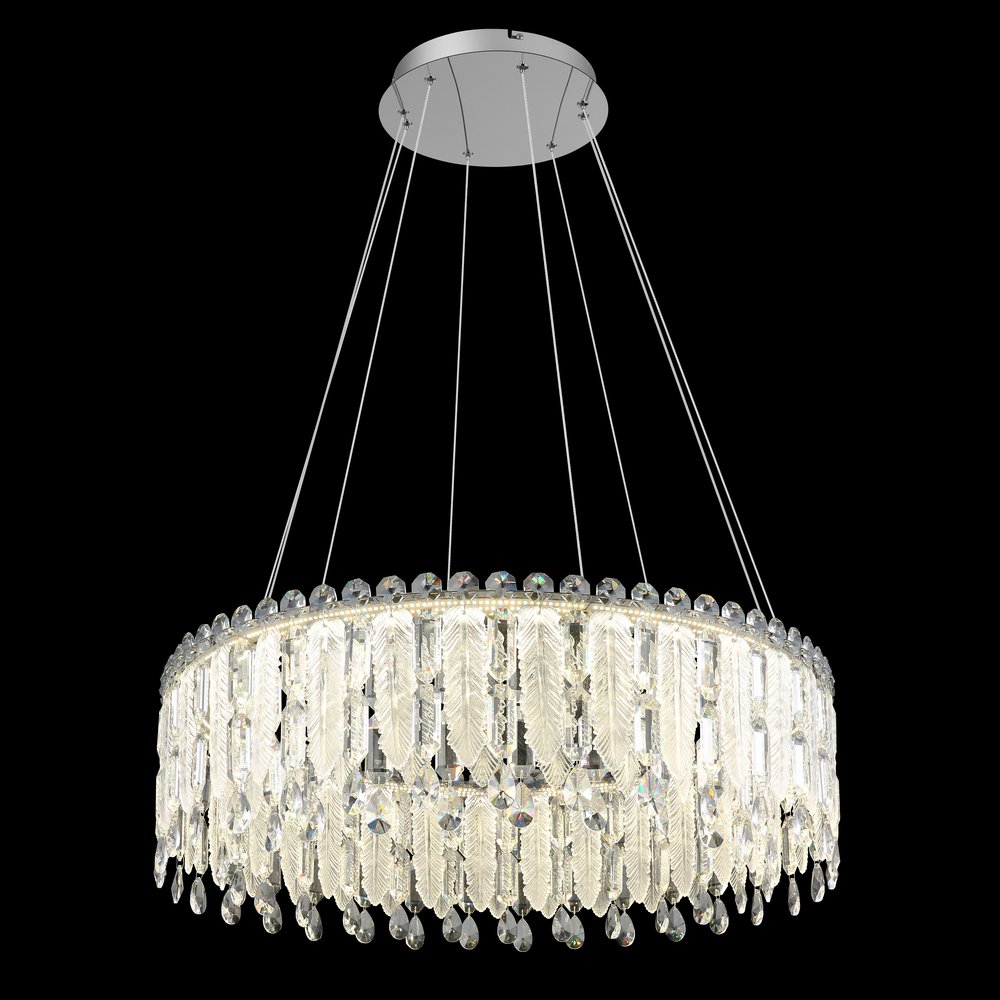 LED Pendelleuchte, Chrom, Metall, CCT, Kristalle, Memoryfunktion, Nachtlicht, Dimmbar, Fernbedienung, 6333 Lumen, Stromsparend, Frei Haus.