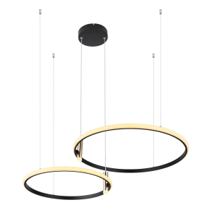 LED Pendelleuchte, Schwarz, Rund, Metall, Nachtlicht, Memory, Dimmbar, Fernbedienung, 2700K-6000K, 2200 Lumen, 70x102.5x150 cm.