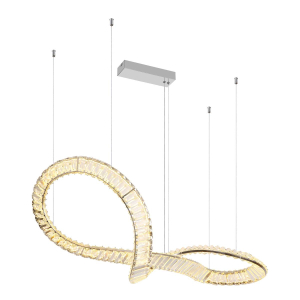 LED Pendelleuchte, Chrom, Abgerundet, Figurativ, 110 cm Länge, CCT, Nachtlicht, 4320 lm, Fernbedienung, Stromsparend, Frei Haus