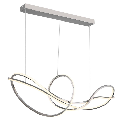 LED Pendelleuchte, Metall, Chrome, CCT, Dimmer, Fernbedienung, 110 cm x 33 cm