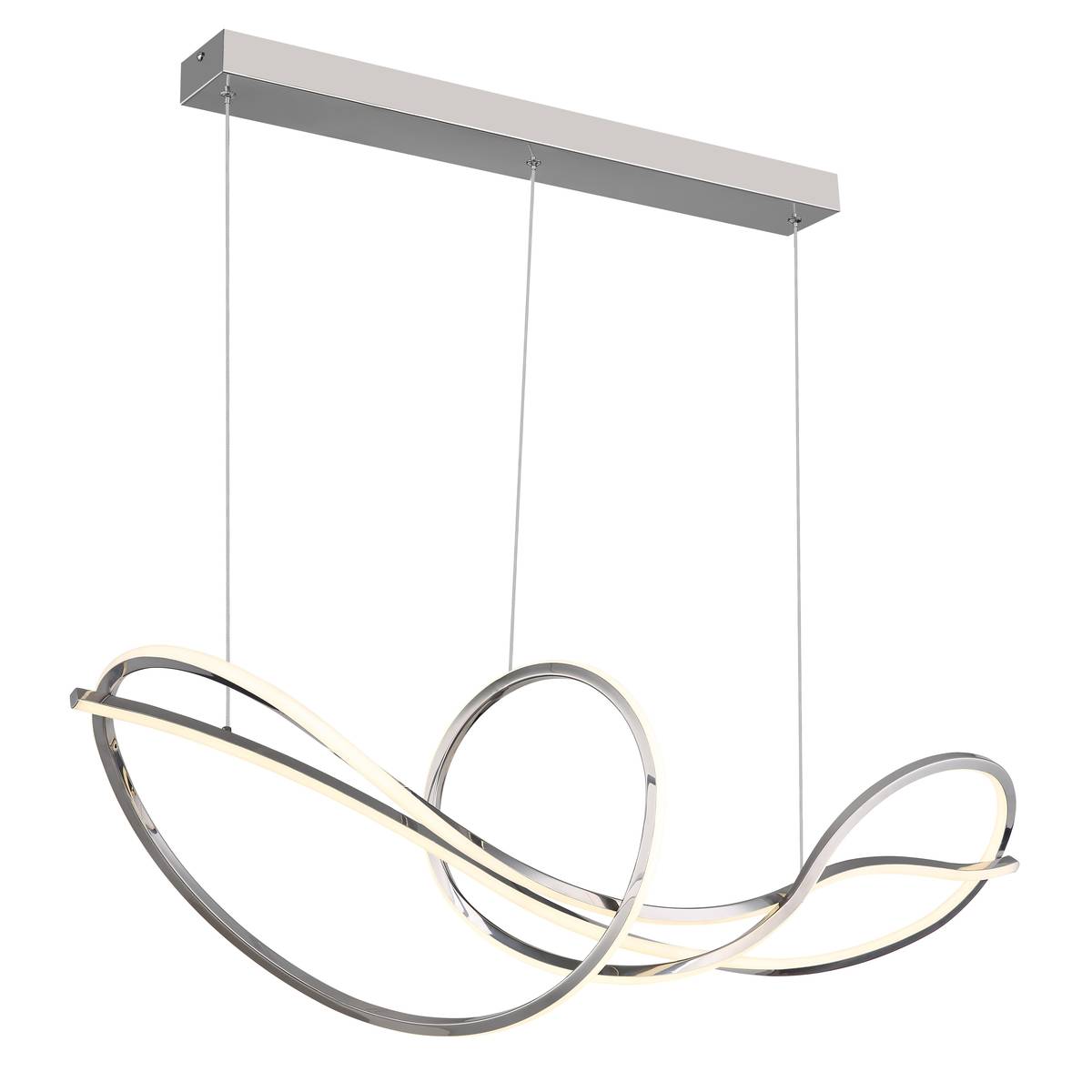 Suspension LED, métal, chrome, CCT, variateur, télécommande, 110 cm x 33 cm