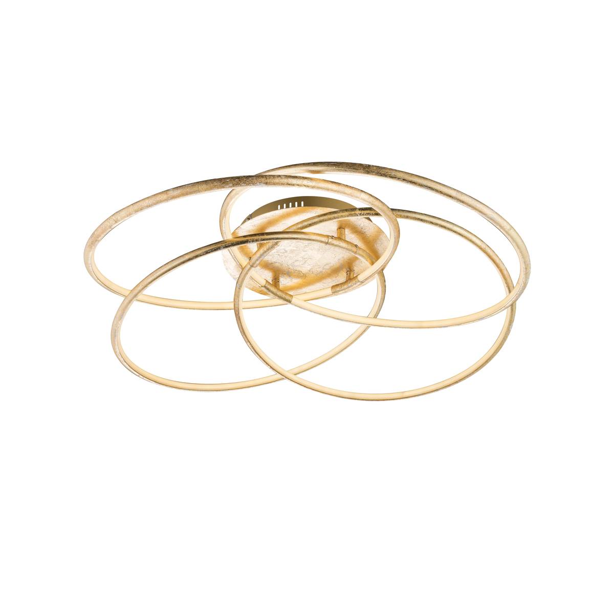 LED Deckenleuchte, Aluminium, Gold, CCT, Dimmer, Fernbedienung, 85 cm Ø