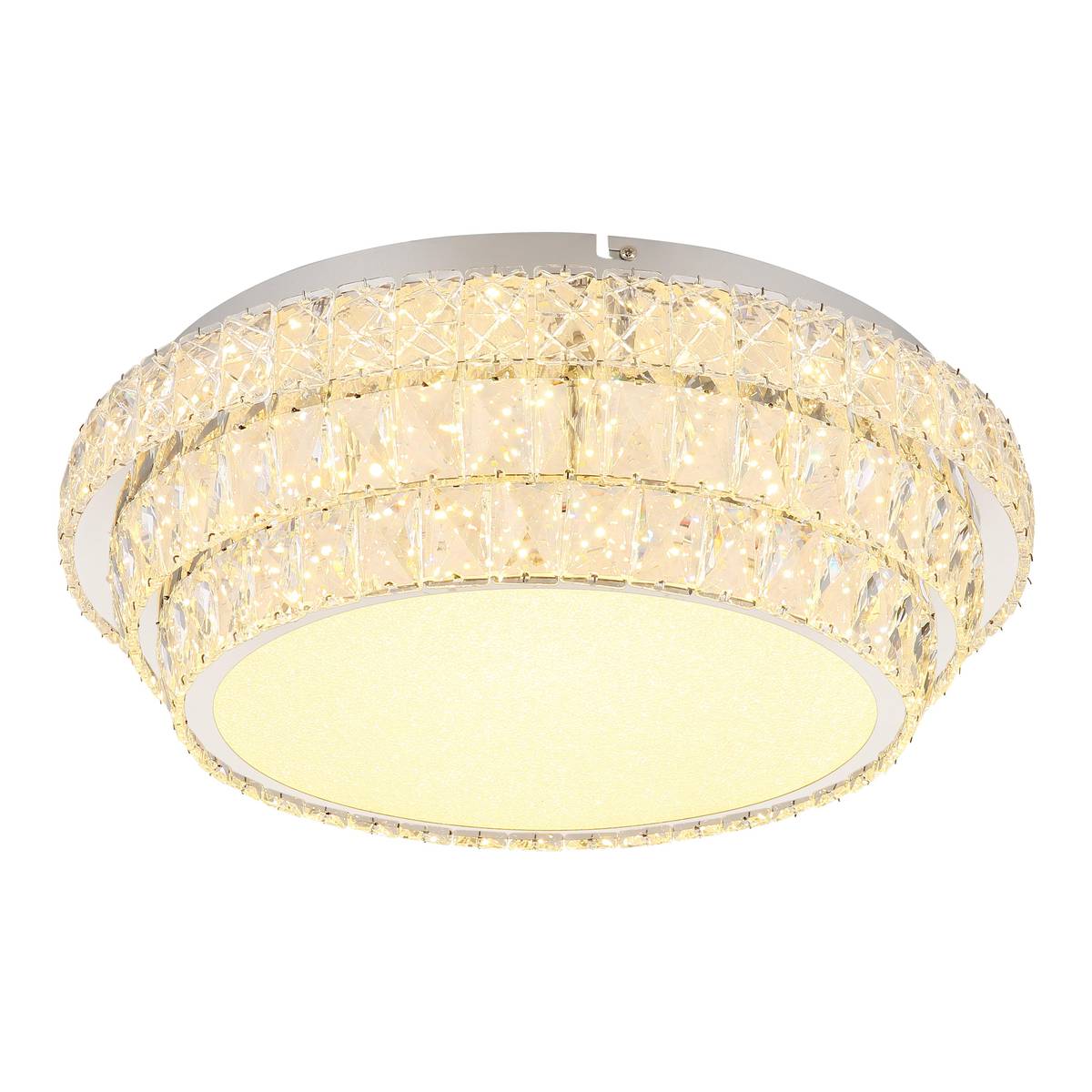 LED Deckenleuchte, Metall, K5 Kristalle, CCT, Dimmer, Fernbedienung, 50 cm Ø