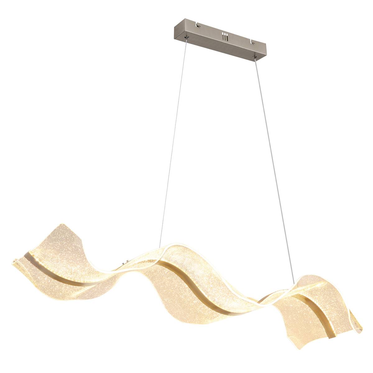 LED Pendelleuchte, Nickel, Klar, Metall, CCT, Nachtlicht, Memory Funktion, 32 Watt, 1800 Lumen, Dimmbar, Fernbedienung, Versandkostenfrei