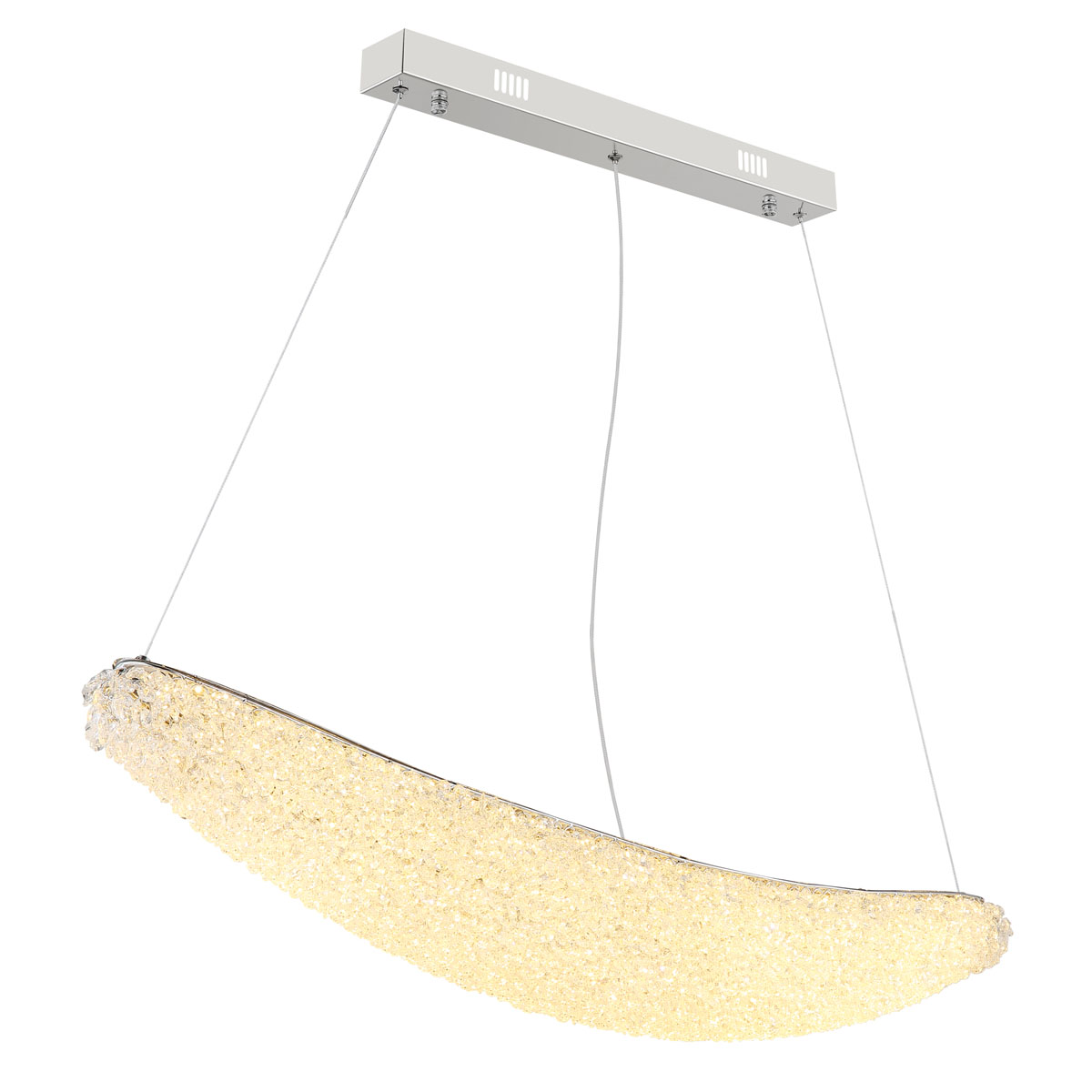 LED Pendelleuchte, Chrom, Gewölbt, LED Technologie, Memory Funktion, Dimmbar, Fernbedienung, 120 cm Höhe, 3400 lm 